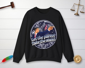 Ace Attorney Phoenix Wright Sweatshirt, Parrot Take the Stand, Unisex Crewneck S-3XL
