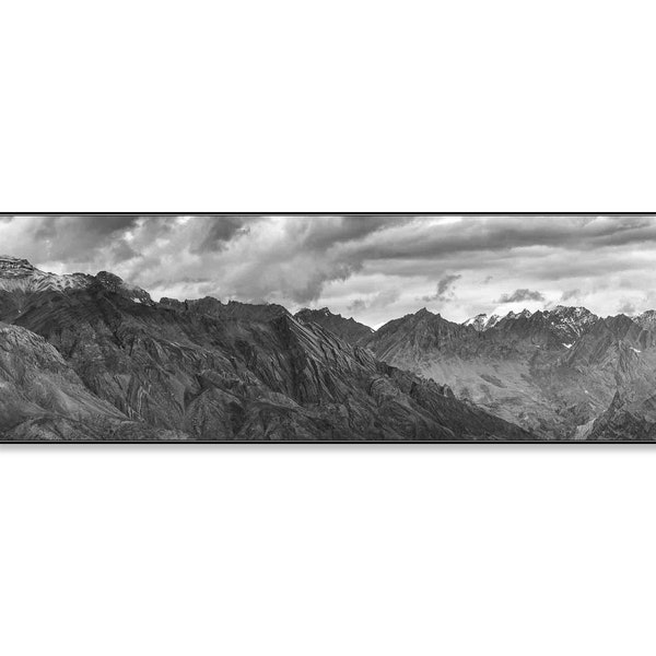 Printable Extra Large PANORAMIC. Rocky Himalayas Printable Wall Art. Black and White Mountain Photography. Office and Home Decore.