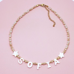 Custom Name Necklace, Mother of Pearl Name Necklace, Kids Name Necklace, Gift for Girls