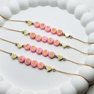 Pink Beads  Name Necklace , Custom Kids Necklace ,kids handmade necklaces, Kids Jewelry Girls Necklace For Kids