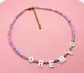 toddler Name Necklace, colorful necklace with Flower, Toddler Name Necklace With mother of pearl letter Necklace
