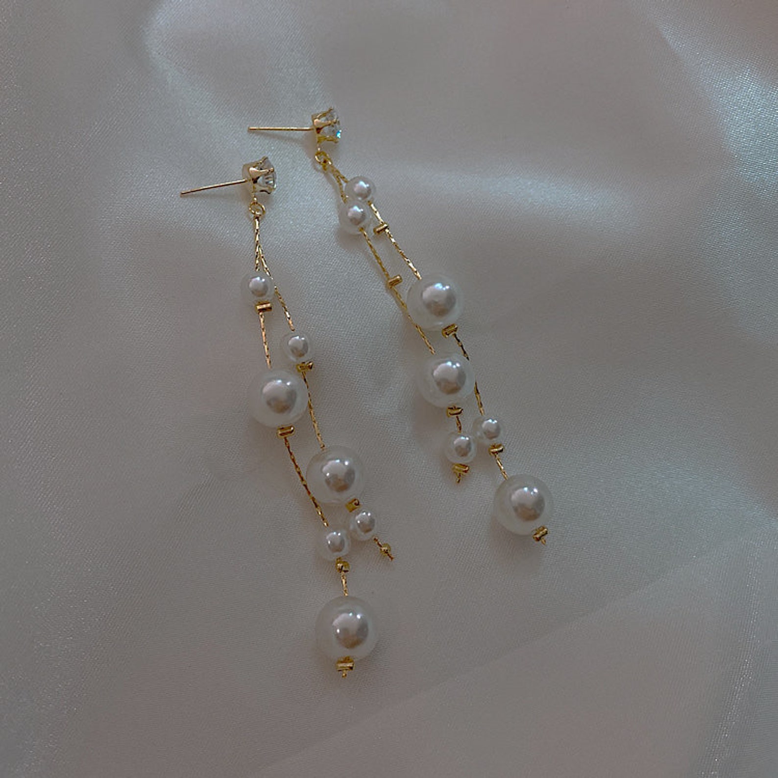 Pearl Drop Earrings Pearl Dangle Earrings Long Pearl - Etsy
