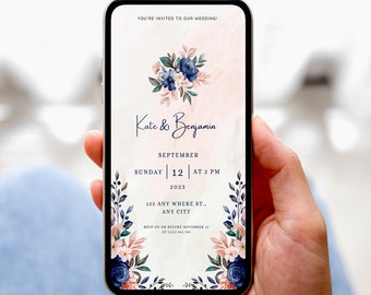 KATE - invitación de boda de flores, elegante, editable, conjunto de plantillas de descarga instantánea, probar antes de comprar, bricolaje, digital, en línea