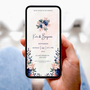 KATE - flowers Wedding Invitation, Elegant, Editable, Instant Download Template Set, Try Before You Buy, DIY, Digital, Online