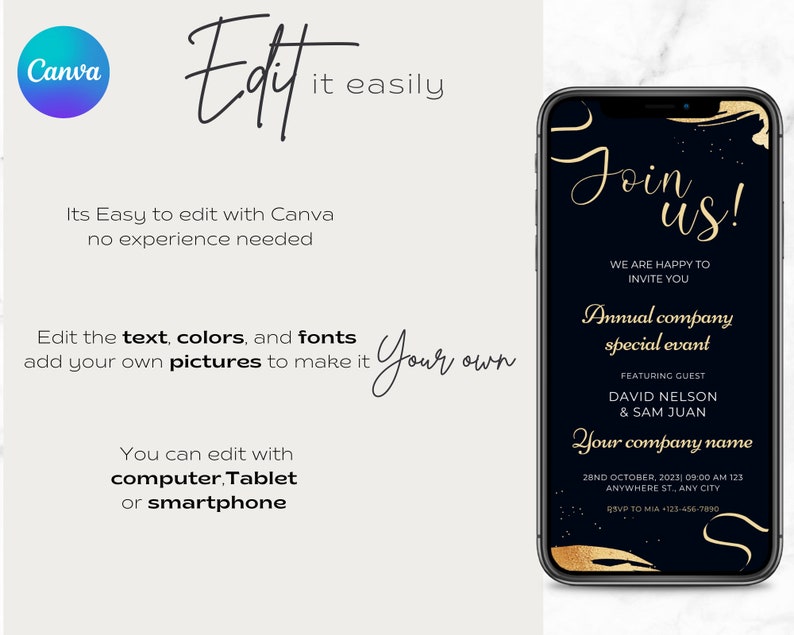 TOR Business Invitation, Custom Digital Mobile Text Message Invite