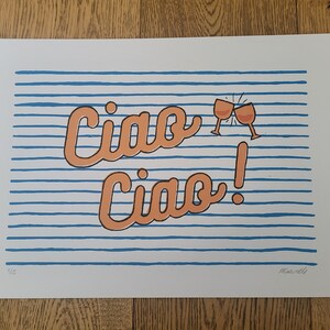 Ciao Ciao Retro włoski styl sitodruk podpisany i ponumerowany