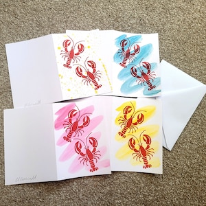 Lobster Greeting Card With Envelope Multiple Designs Hand Painted