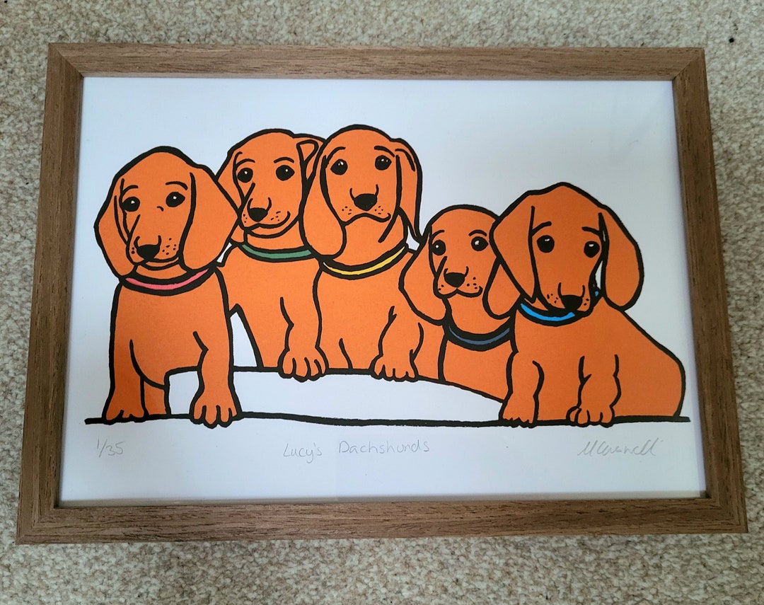 Dachshund Puppy Print A4 Signed Handmade Wall Art - Etsy