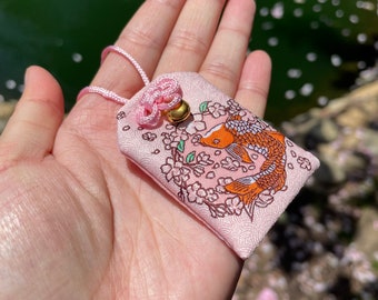 Amuleto japonés Omamori para protección - Nuevo talismán - Amuleto - Colgante para coche - Llavero - Pez koi