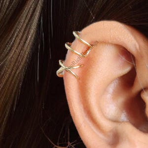 Set of 2 Ear Cuffs for Upper Ear No Piercing Needed Cuff Cartilage Earring Cuff Gold Ear Wrap Cuff, R417
