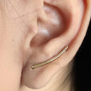 20 mm Dainty Long Ear Climbers Ear Climber Silver Sweep Ear Gold Cuff Pins Yellow Gold Hammered Ear Crawler Bar Ear Climber Earrings, R420