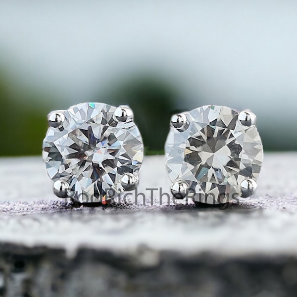 7 MM Round Brilliant Cut Earrings Colorless Moissanite Stud Earrings Screw Back Earrings Wedding Earrings Round Studs Earrings for Her, R227