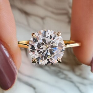 Round Moissanite Ring 925 Sterling Silver Moissanite Ring Wedding Engagement Ring Solitaire Moissanite Ring Moissanite Solid Gold Ring, R276