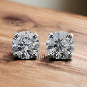 6 MM Round Brilliant Cut Earrings Colorless Moissanite Stud Earrings Screw Back Earrings Wedding Earrings Round Studs Earrings for Her, R225