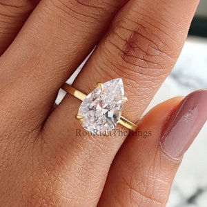 12.00 X 8.00 MM Pear engagement ring Gold ring Silver ring Promise ring Pear Diamond ring Simulant ring Solitaire ring Gift for her R316