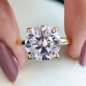 5.00 CT Round engagement ring Gold ring Silver ring Promise ring Diamond ring Simulant ring Solitaire ring Gift for her Stacking ring, R03