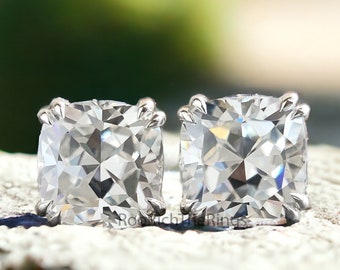 2.50 TW Cushion Hybrid Cut Moissanite Stud Earrings Double Claw Prongs Moissanite Wedding Earrings Screw Back Earrings Anniversary Gift R258