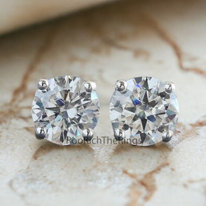 8 MM Round Brilliant Cut Earrings Colorless Moissanite Stud Earrings Screw Back Earrings Wedding Earrings Round Studs Earrings for Her, R222