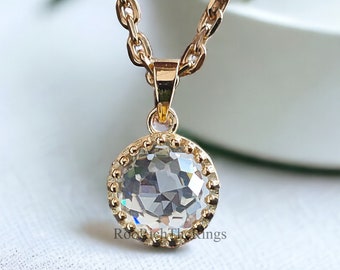 Antique Rose Cut Pendant 2.00 CT Round Rose Cut Colorless Moissanite Pendant Pendant For Women Bezel Set Milgrain Pendant Gift for Her, R166