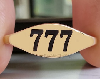 Angel Number 111 777 888 Gold Ring with Free Numerology Reading Report Lo Shu Grid Name Compatibility Custom Lucky Number Silver Ring, R99