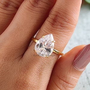 12.00 X 9.00 MM Pear engagement ring Gold ring Silver ring Promise ring Pear Diamond ring Simulant ring Solitaire ring Gift for her R317