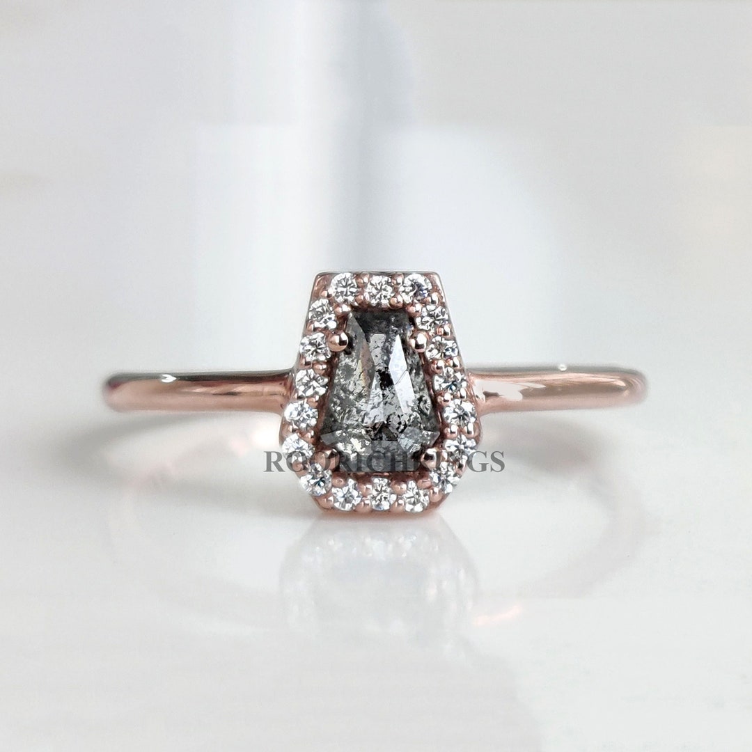 Coffin Salt and Pepper Diamond Ring Engagement Wedding Gift Etsy