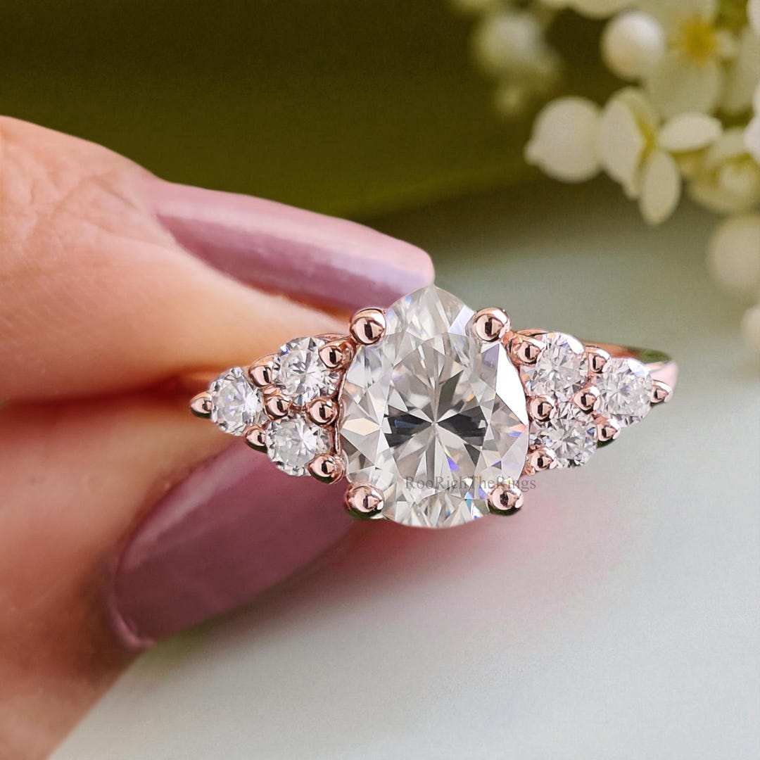 Goft R23 Pear Shaped Moissanite Engagement Ring 1.60 CTW Vintage Unique Solid ...