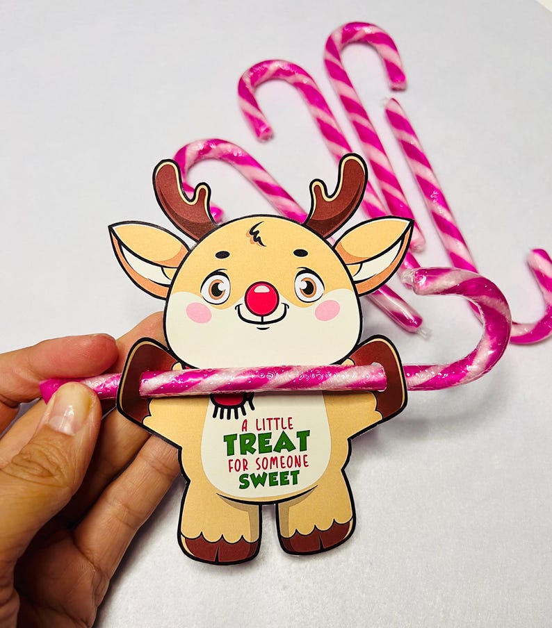 Christmas Reindeer Candy Holders Printable, Reindeer Lollipop Holders ...
