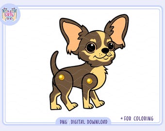 Chihuahua Paper Doll Printable, Articulated Animal Toy (Digital Download)