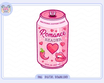 Romance Reader Energy Drink PNG, Bookish Soda Can Design (Digital Download)