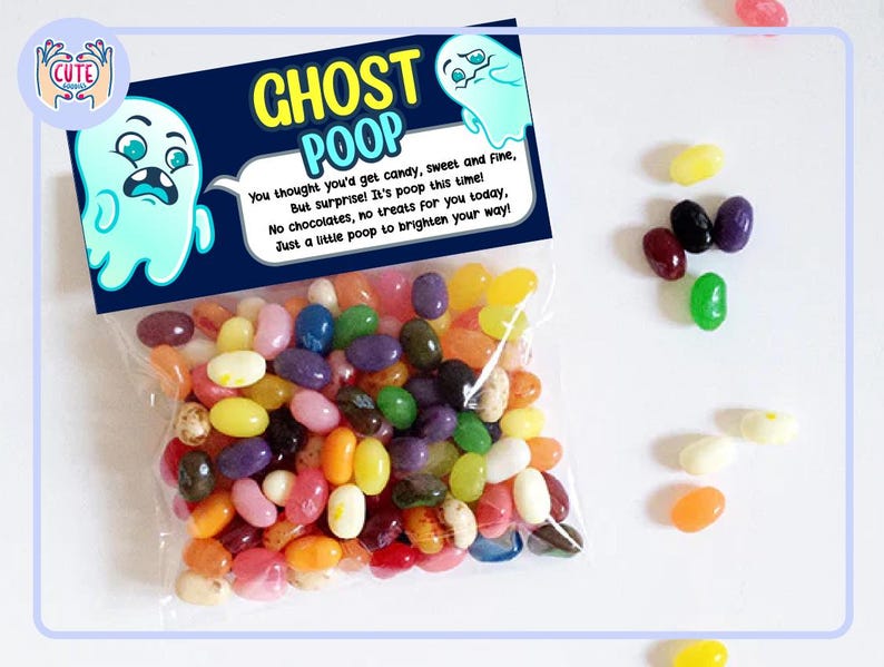 Ghost Poop Treat Bag Toppers Instant Download, Halloween Ghost Favor ...