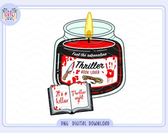 Thriller Bookish Candle PNG Clipart, Trendy Design (Digital Download)