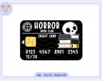 Horror Book Club Credit Card PNG, Bookish Clipart (Digital Download)