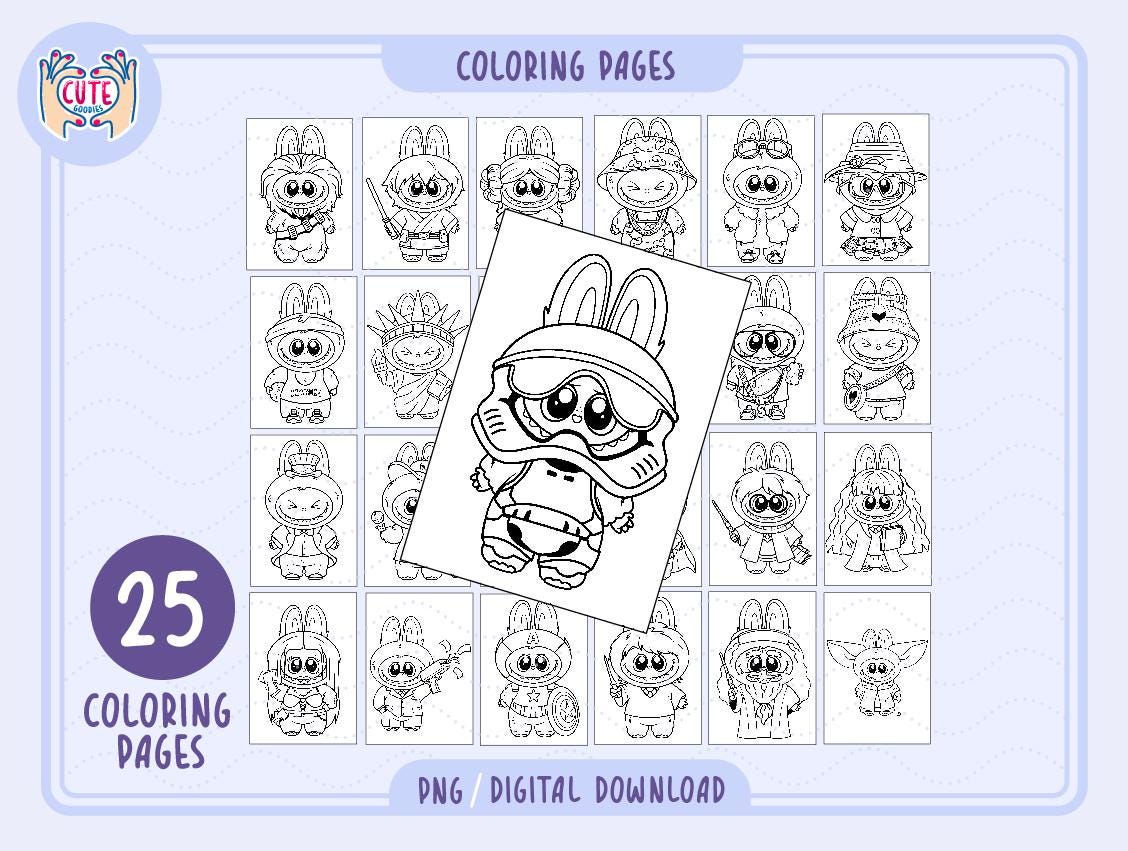 Livre de coloriage Labubu pour Procreate â 50 pages épaisses et faciles pour adultes et enfants, adorables monstres Labubu, imprimable & numérique