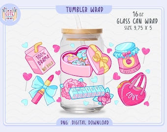 Pinky Girlie Cup Wrap PNG, Just a Girl 16 oz Cup Wrap, Coquette Girly Design, Girly Libbey Glass Can Wrap, Cute Pink Tumbler Design for girl