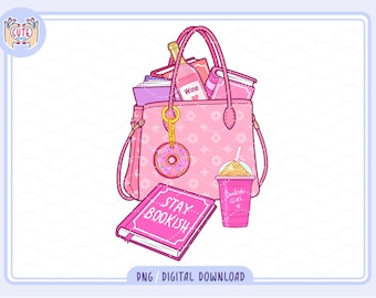 Stay Bookish png, Romance book club png, Book Lover Bag png, Girl Reading Design for Shirts, Stickers, Bookmarks, Romantic cozy Bookish png