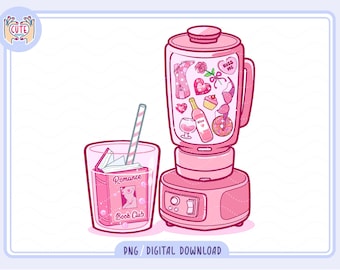 Smoothie Cocktail Book Club PNG, Trendy Girlie Design (Digital Download)