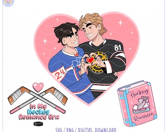 Ilustración de la época del romance del hockey, PNG, diseño literario para pegatinas, marcapáginas, camisetas, tazas (descarga digital), romance literario