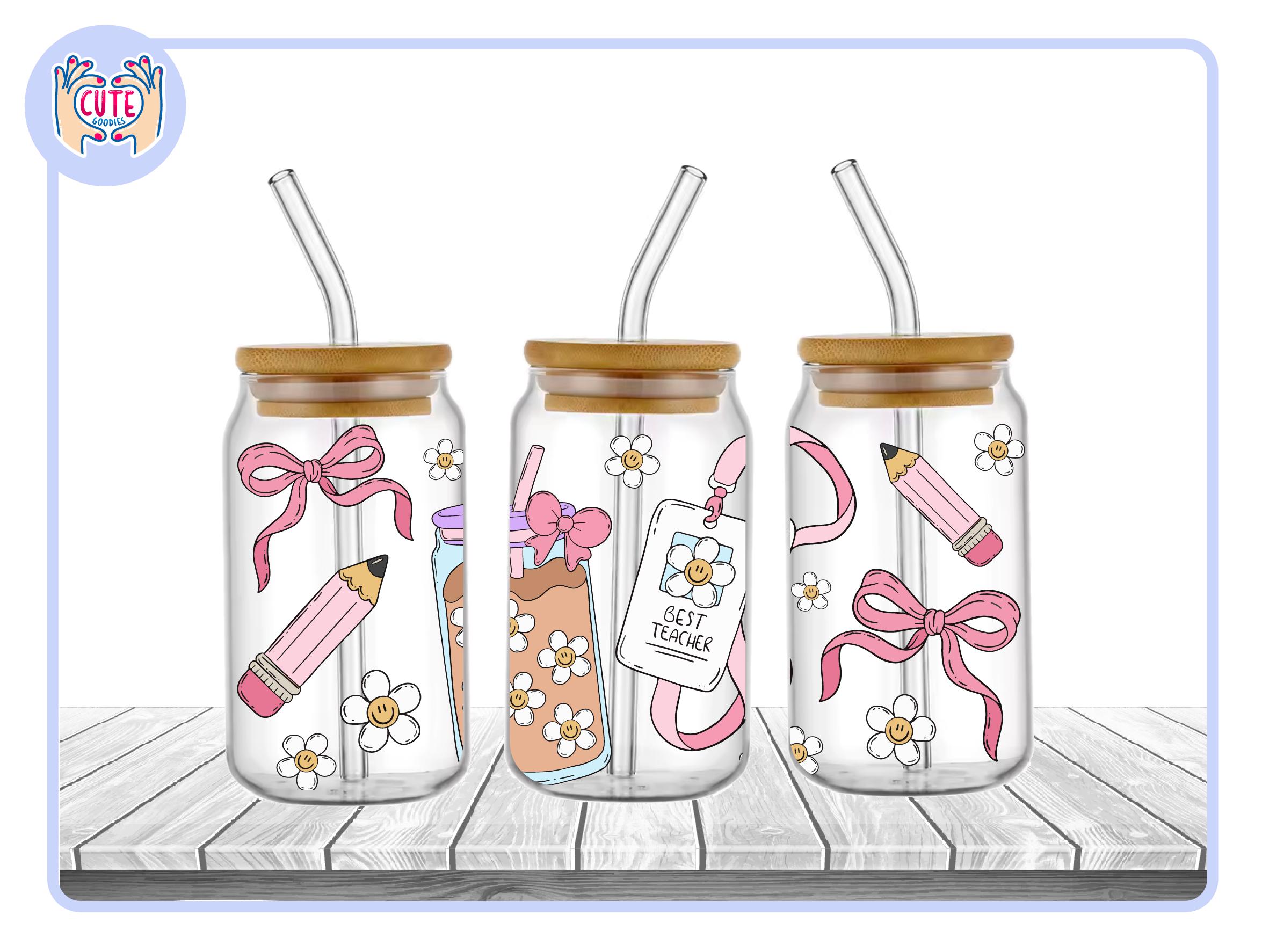 16oz Favorite Teacher Libbey Glass Can Wrap PNG • School Tumbler Wrap ...