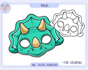 Maska dinozaura do druku dla dzieci, aktywność dla maluchów, rzemiosło dinozaurowe, idealne na przyjęcia dla dzieci z dinozaurami, natychmiastowe pobranie, uroczy dinozaur do druku