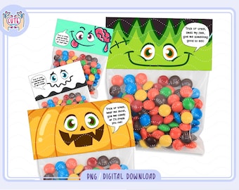 Funny Halloween treat bag toppers instant download, favor bag topper, Digital bag tags, Goodie Bag for Kids Halloween Party, toddlers party