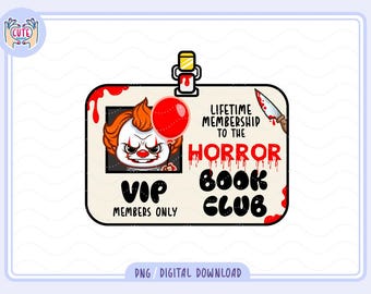 Horror Book Lover PNG | Horror Bookish PNG | Bookish PNG for Stickers | Cute Trendy Design for True Crime Lovers | Horror Book Club png