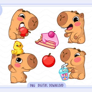 Cute Capybara clipart png, Funny capybara bundle, Capybara printable digital download, Capybara Birthday party, Little capybara Nursery Art