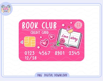Tarjeta de crédito del club de lectura PNG, clipart literario (descarga digital)