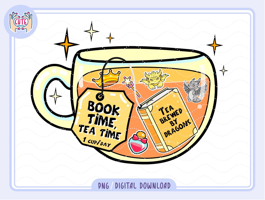 Fantasy Bookish Tea PNG, Fantasy Dragons Book Club Png, Cute Trendy ...