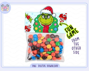 Funny Christmas Bag Topper, Kids Party Favor (Digital Download)