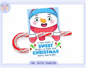 Porta caramelos navideños de muñeco de nieve imprimibles, porta piruletas de muñeco de nieve, actividades para niños, lindo porta bastones de caramelo navideños imprimibles