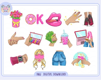 Fashion female clipart png, Girly Aesthetic Clipart, Lifestyle Fashion girl, Cute Coquette Girl PNG, Pinky girl png, bachelorette party