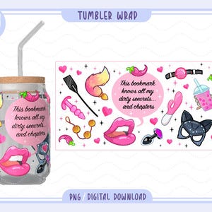 Smutty Bookish Glass Can wrap PNG | Girly pink Glass Can Wrap | Smutty Book Lover png | Cute Reading Stickers | Girl Things Png | hot girly