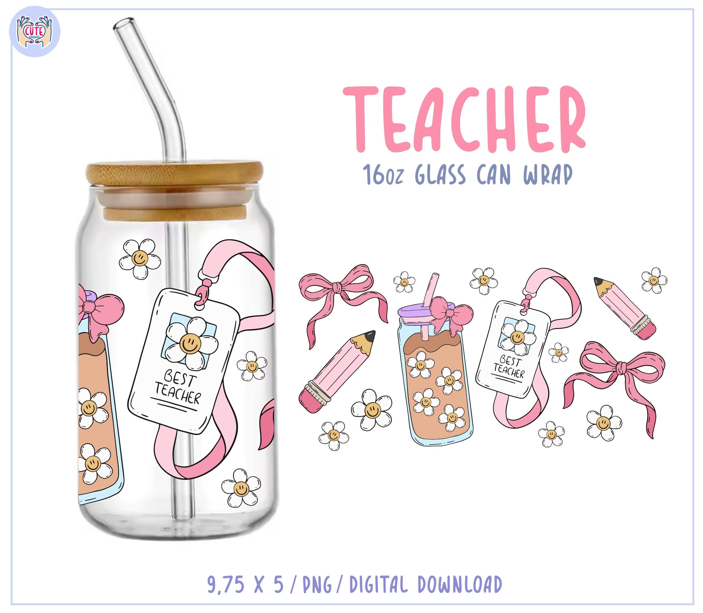 16oz Favorite Teacher Libbey Glass Can Wrap PNG • School Tumbler Wrap ...